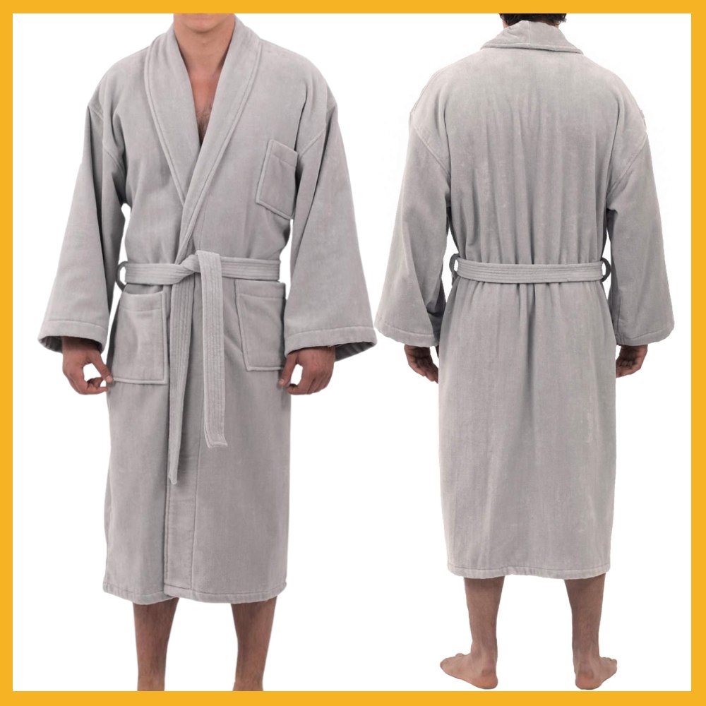 Mens Terry Cloth Robe (Grey): image 1