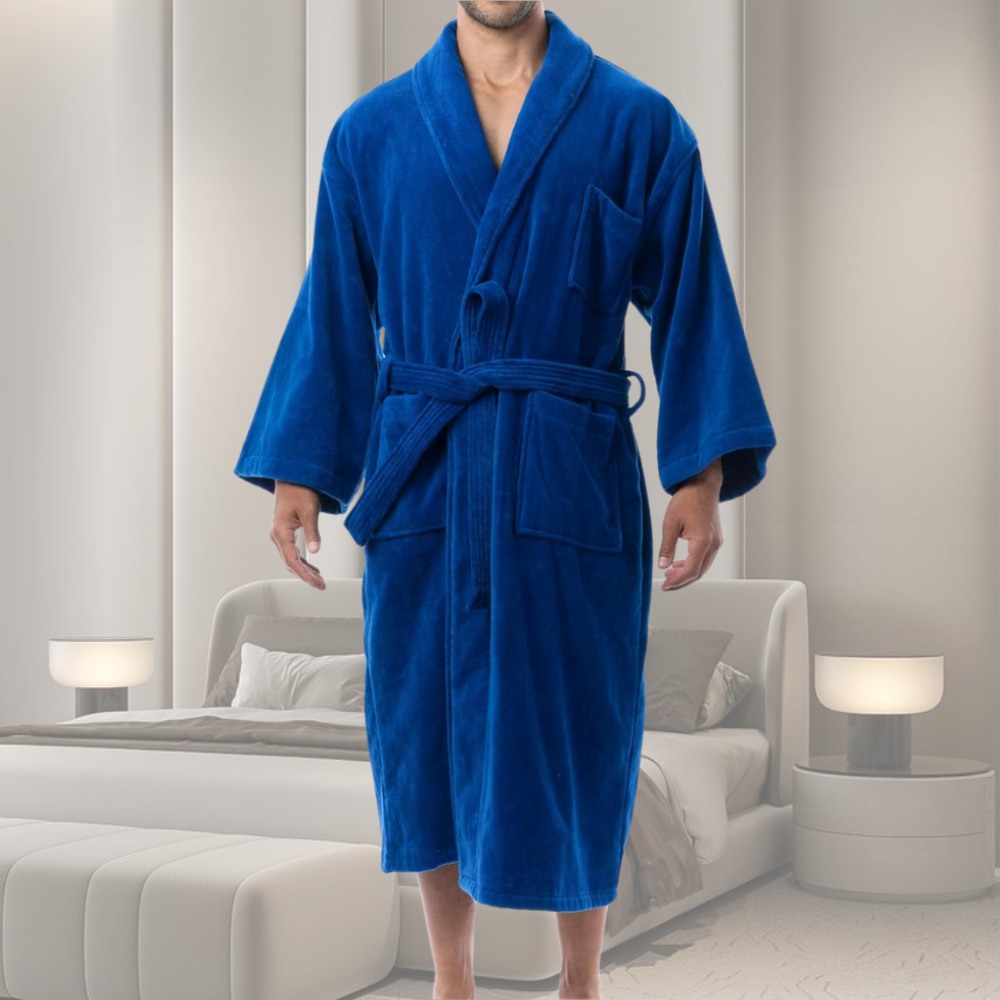 Mens Terry Cloth Robe (Grey): image 2