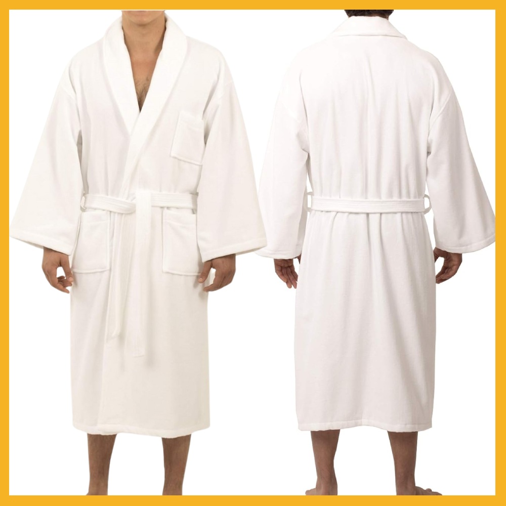 Mens Terry Cloth Robe (Grey): image 4