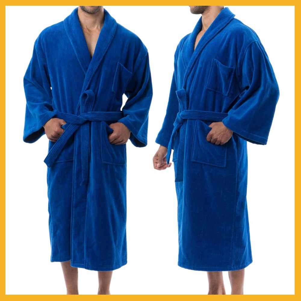 Mens Terry Cloth Robe (Grey): image 5