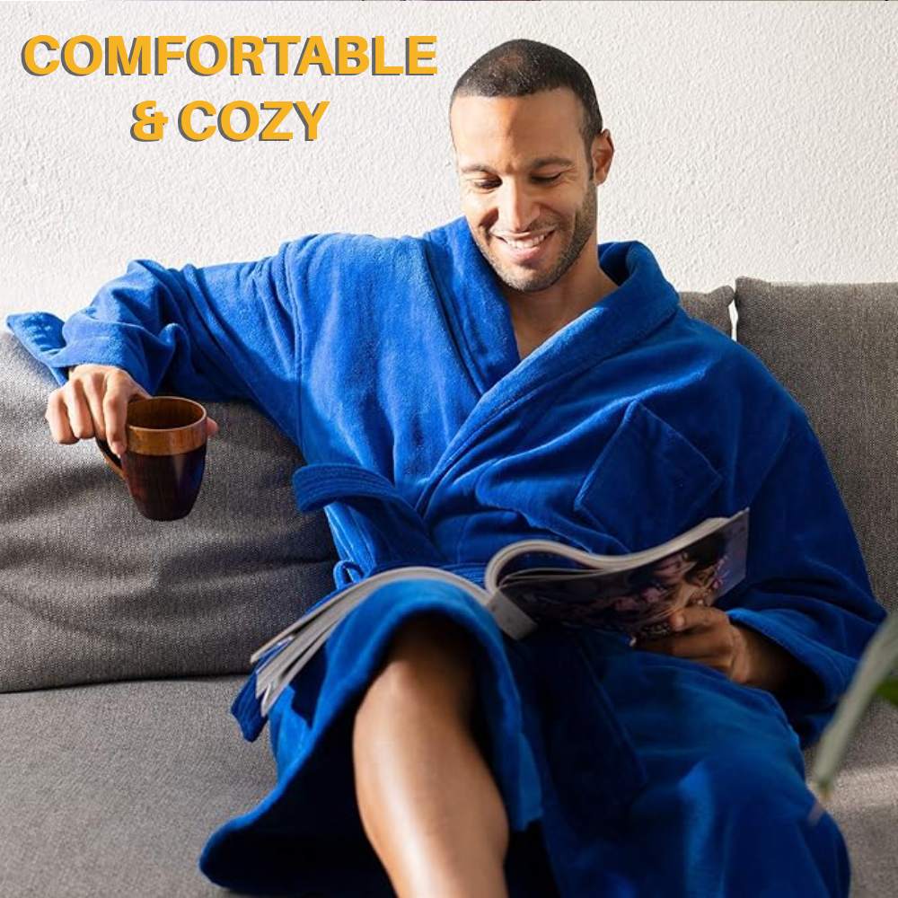 Mens Terry Cloth Robe (Grey): image 8