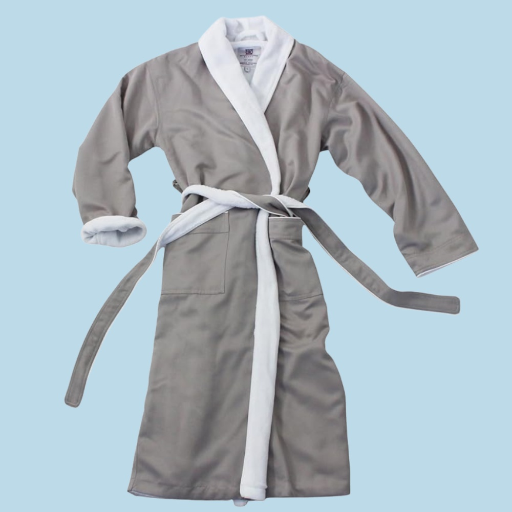 A light slate spa bathrobe from the Bathrobe Company range