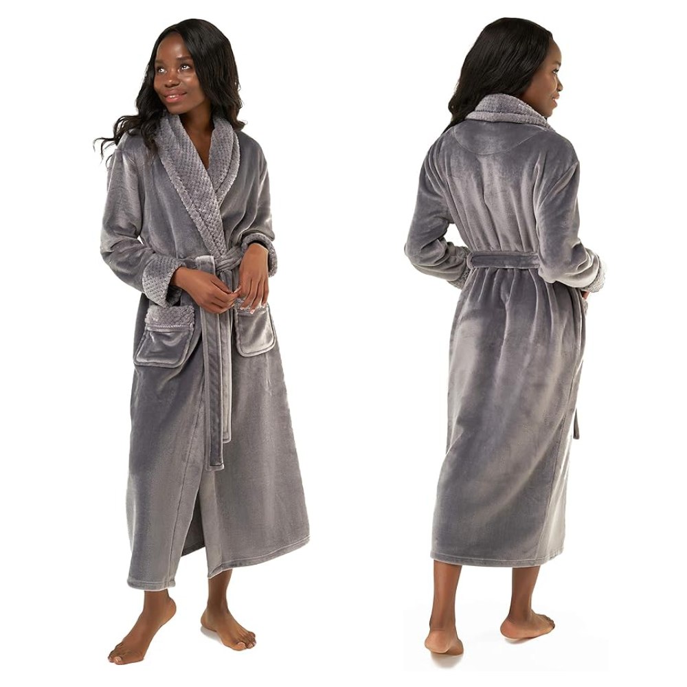 Ladies Fleece Bathrobes (Grey): image 1