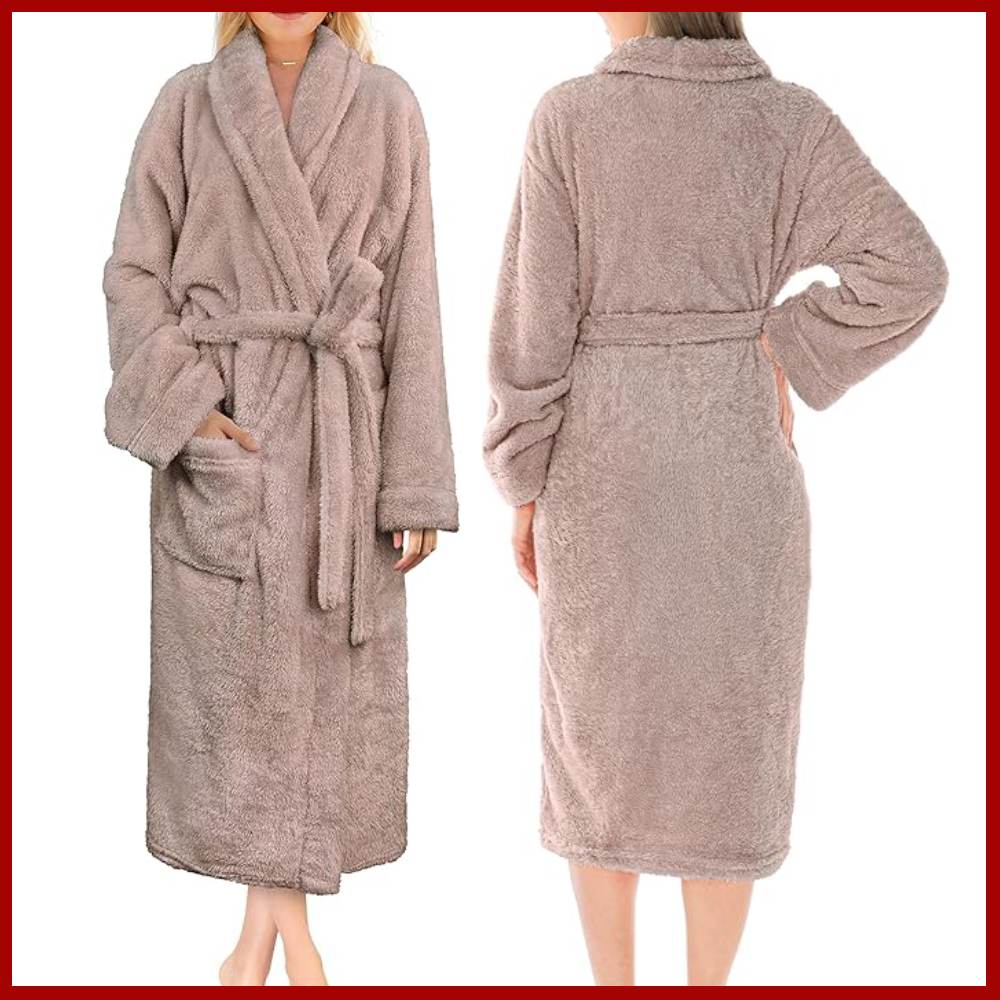 Ladies Fluffy Robe (Grey): image 4